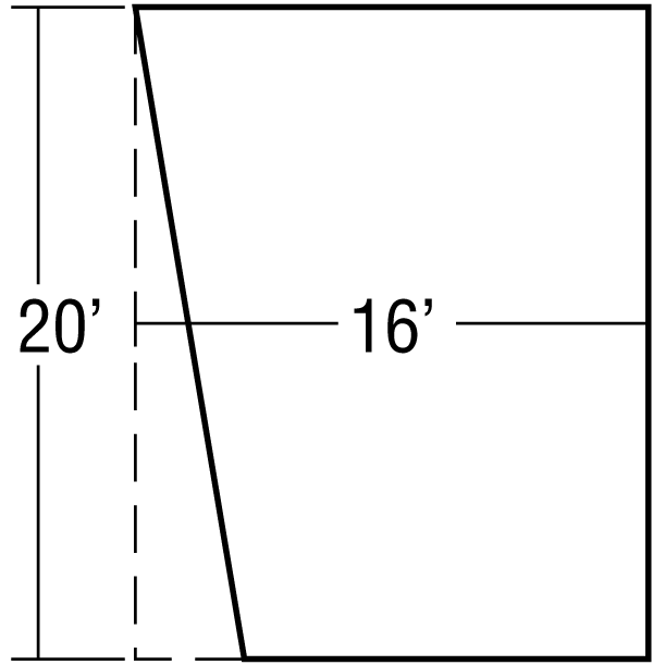 Figure driveway 14� x 20� and your estimate will be good. Here is why: The driveway is 16' at the top and 12' at the bottom. Through the center the width averages 14'.